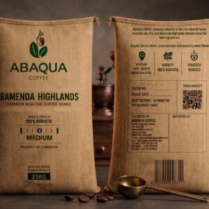 Roasted Coffee  Whole Beans, Robusta 100%.  Single Origin 25 Kg